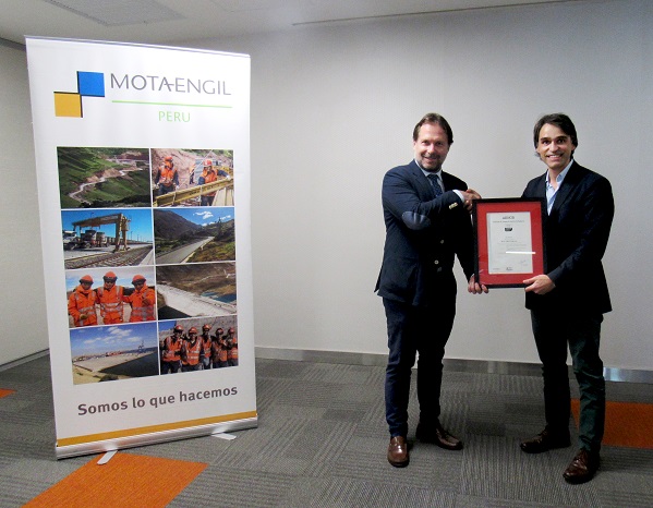 Entrega de Certificado ISO 37001 a la empresa Mota-Engil Perú S.A.